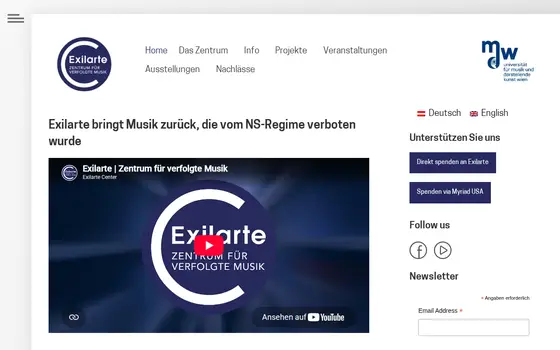 Startseite von Exilarte