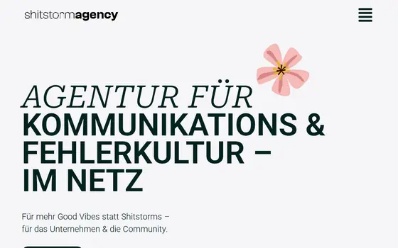 Startseite von shitstorm.agency